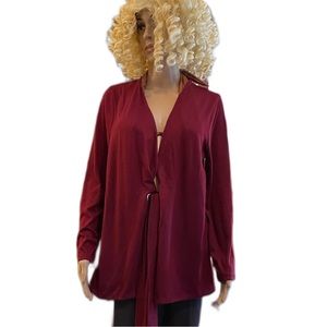 Wine Wrapper Cardigan with Tie Women’s Medium